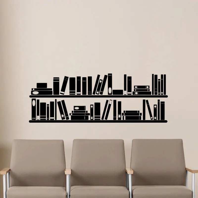 

Books Bookshelf Wall Vinyl Decal Reading Room Library School Classroom Sticker Office Home Kids Room Nursery Mural Poster 3R011