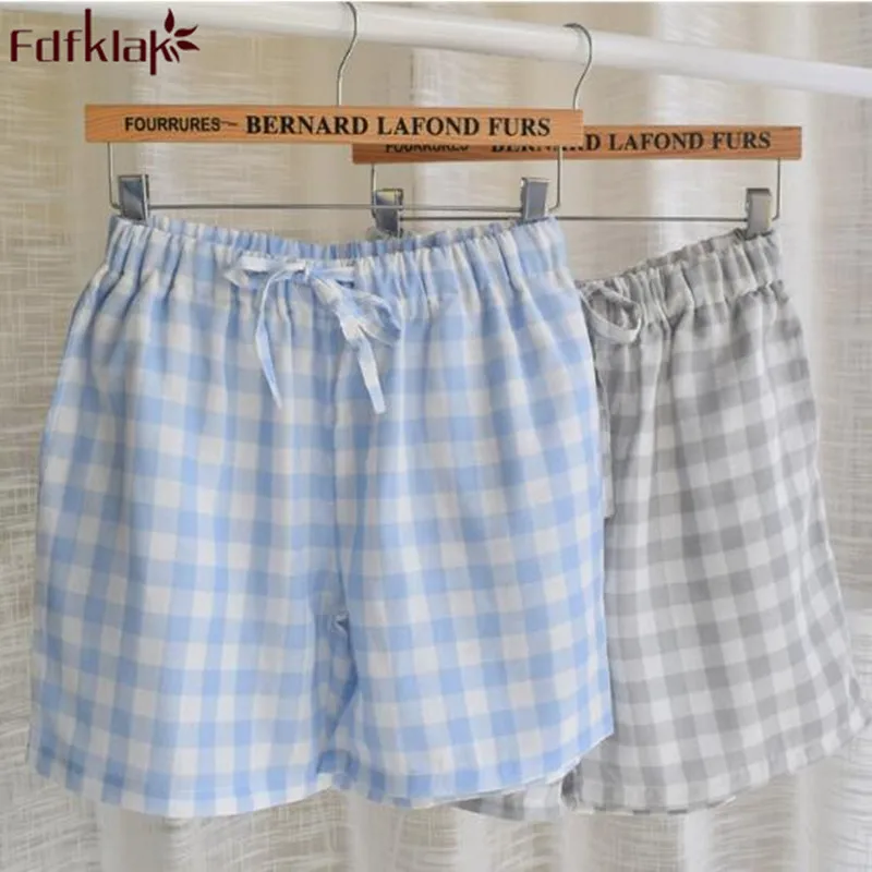 

Fdfklak Summer Pant Pyjamas Women Plaid Cotton Shorts Pajamas Pant for Women Sleepwear Pijama Pants Sleep Wear Pajama Pants