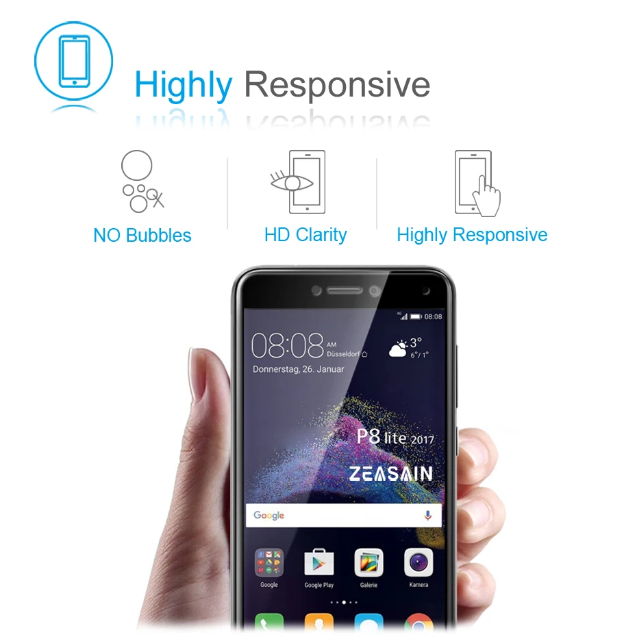 2 Pack Original ZEASAIN 9H 2.5D Full Cover Tempered Glass Screen Protector For Huawei P8 Lite P8Lite 2017 Safety Glass Film (4)