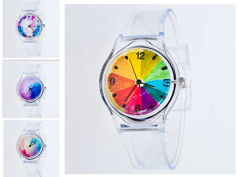 

Transparent Watch Silicon Watches Women Sport Casual Quartz Wristwatches Novelty Crystal Ladies Cartoon Reloj Mujer