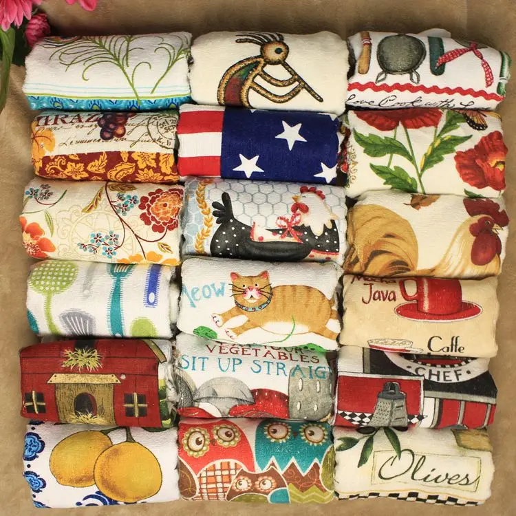 

5pcs cotton kitchen towels with garden butterfly design cleaning towel home decoration gift