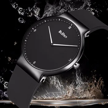 

Minimalist style BIDEN Brand women Watches Men Platimum Sports Wristwatch Rubber Casual watch Quartz Clock Waterproof Hours 2018