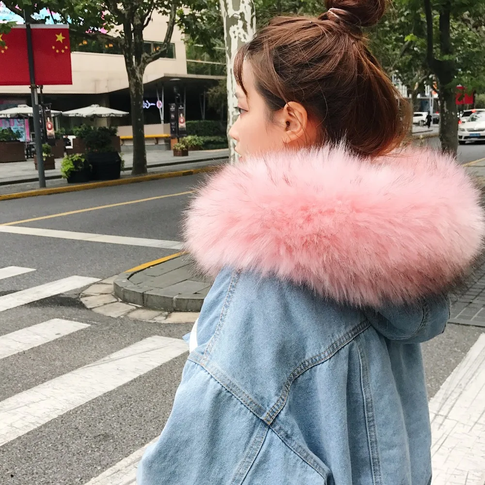 

Winter denim jacket women thicken warm coats loose big fur collar lamb fur denim outerwear jeans coat female streetwear clothing