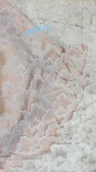 

David-122811 good Quality African glued glitter Tulle Lace Fabric for bridal dress