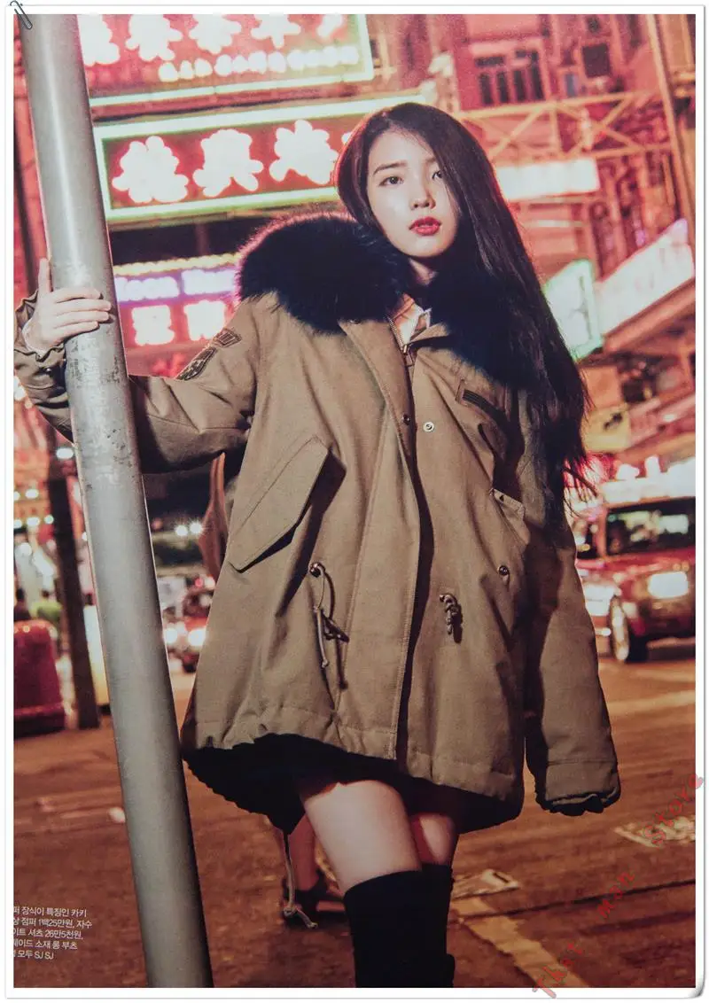 IU Lee Ji Eun Южная Корея красивая модель белая крафт-бумага плакаты декоративный настенный плакат украшение дома 42*30 см - Цвет: Светло-зеленый