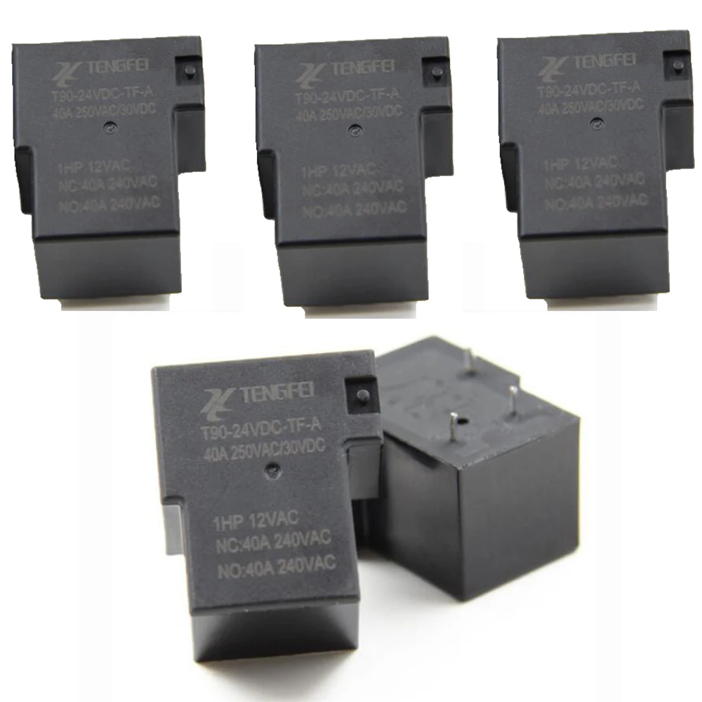 

5PCS T90 Small Normally Open Relay 24V 4 Pins 40A T90-24VDC-TF-A