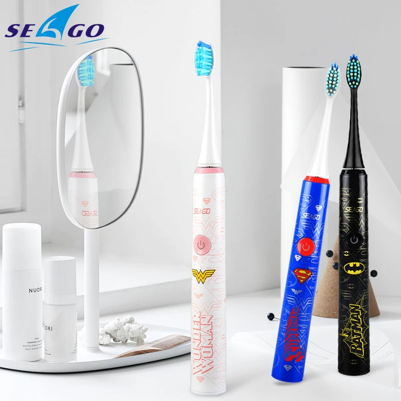 

SEAGO S2 Electric Toothbrush USB Rechargeable Waterproof Sonic Electrric Toothbrush Upgraded Ultrasonic Toothbrush smart time