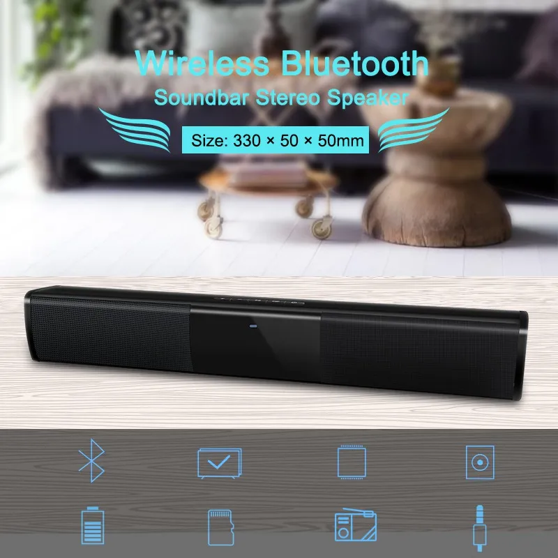 Universal Wireless Soundbar Bluetooth Stereo Speaker TV Home Theater 3D Bass Stereo Soundbar Subwoofer With FM Radio BS-28A Universal Wireless Soundbar Bluetooth Stereo Speaker TV Home Theater 3D Bass Stereo Soundbar Subwoofer With FM Radio BS-28A