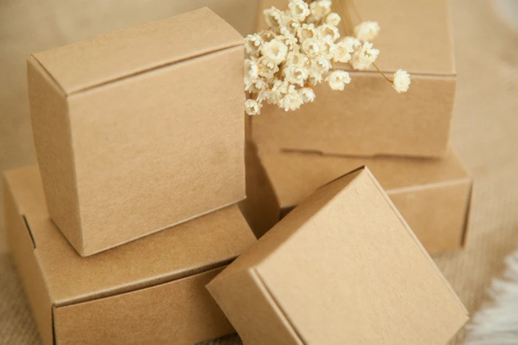 Buy 100pcs 7*7*3cm Brown Gift Packaging Kraft Paper