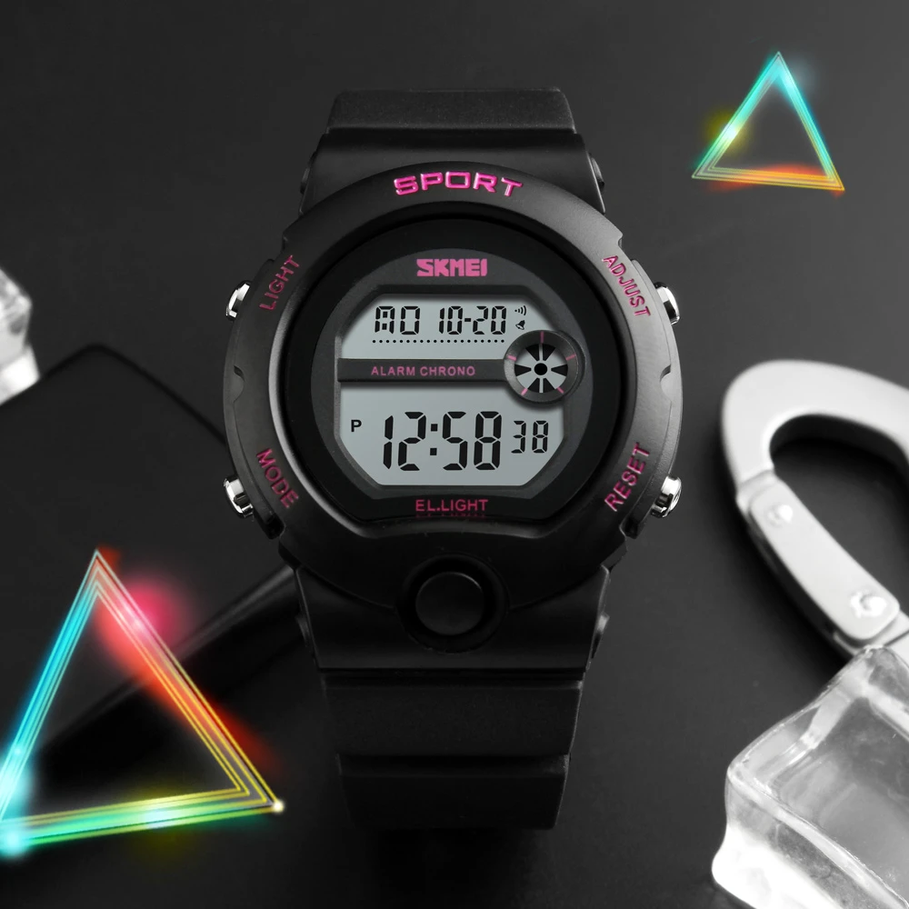 SKMEI модные уличные спортивные женские часы водонепроницаемые Chrono женские часы с будильником цифровые наручные часы Relogio Feminino 1334