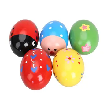 

5PCS Baby Rattles Toddler Multi-color Wooden Music Egg Shaker Cute Play Toy Novelty Children's Birthday Gifts Home Decor