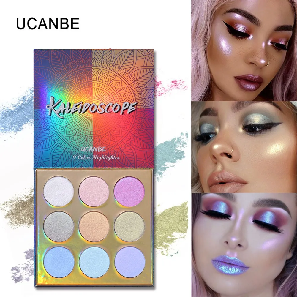 

UCANBE 2019 New Glitter Eyeshdow Palette Long Lasting Shimmer Eye Shadow Multi-function Makeup Palette Face Highlighter Powder