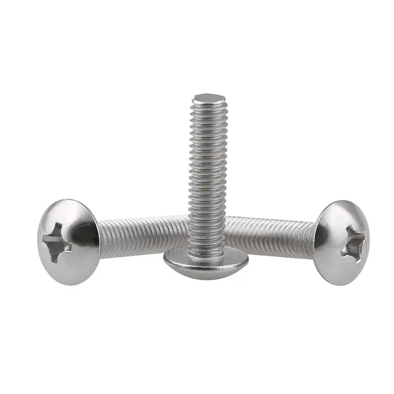 50Pcs M3M4M5 mm 304 Stainless Steel Flat Head Machine Screw Mushroom Head Cross Screw Umbrella Head*8/10/12