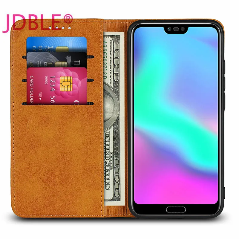 JDBLE Чехол книжка из натуральной кожи для huawei Honor 10 Lite чехол s кожаный кошелек