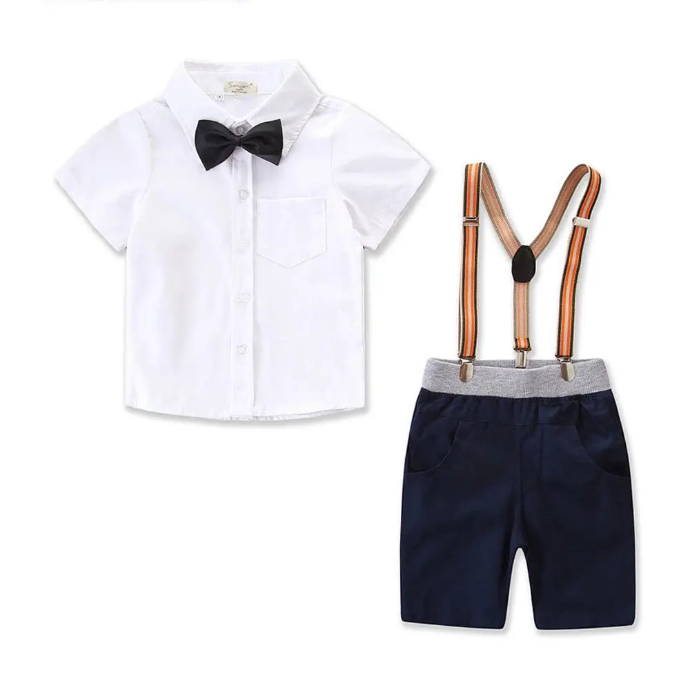 

Newborn Toddler Baby Boy Bow Tie Short Sleeve Gentleman Shirt Overall Pants Outfit Clothes Set 2019