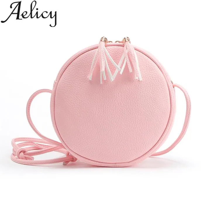 

Aelicy drop ship new 2019 hot selling Fashion Women Girl Round Leather Handbag Shoulder Messenger Bag mochila bolsa feminina