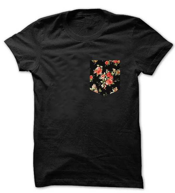 t shirt with floral pocket