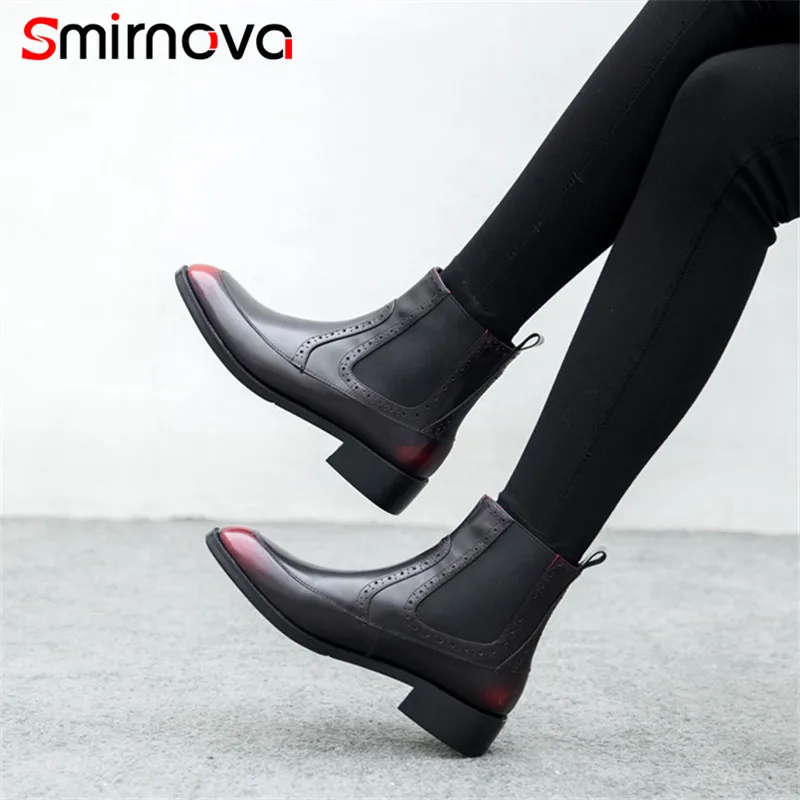 

Smirnova TOP quality ankle boots 2020 casual low heels woman boots autumn winter shoes big size genuine leather boots ladies