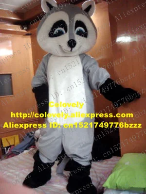 Adorable Grey Raccoon Procyon lotor Alkyl Bear Racoon Adult Mascot Costume Mascotte With Big Black Hands Feet No.399 Free Ship |