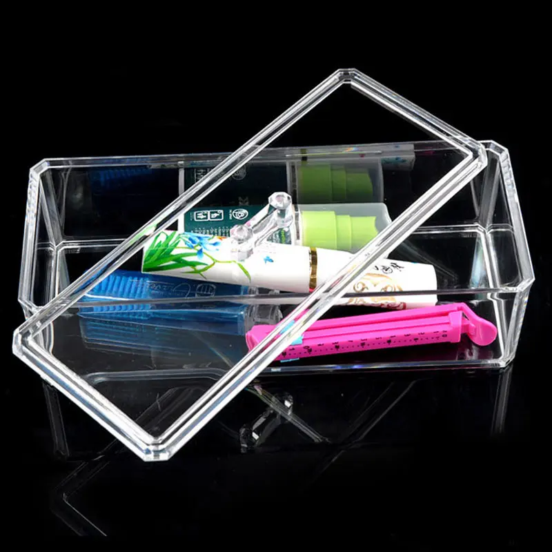 2018 Clear Acrylic font b Jewelry b font Makeup Storage Box Toiletry Organizer Dustproof Case font