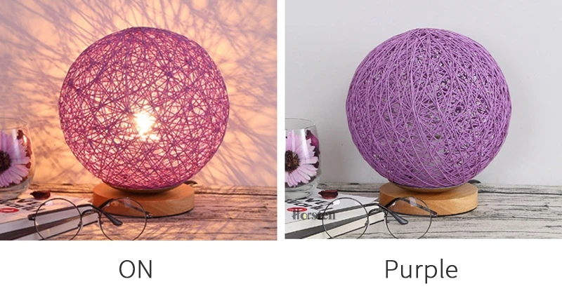Horsten Wooden Table Lamp 20cm Multiple Colors Linen Woven Ball Lampshade Bedroom Bedside Lamp Wooden Desk Light  (10)
