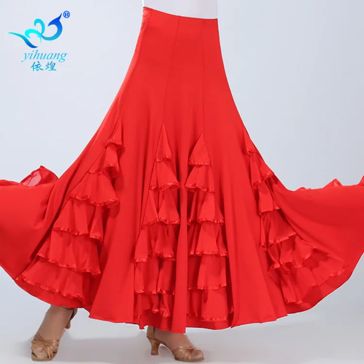 Lady Ballroom Dancing Skirt Modern Dance Costumes Female National Standard Dance Half Skirt
