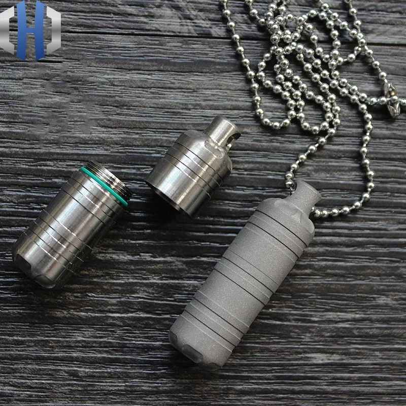 

Titanium Alloy Peanut Bean Necklace Waterproof Warehouse Waterproof Box Medicine Box Capsule With Chain