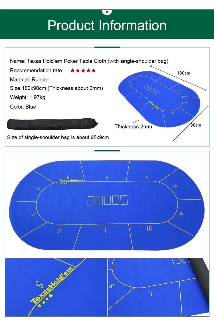 10 игроков Вращающийся набор для покера резиновый квадратный синий техасский холдем покер стол коврик покер игровой стол ткань с плечевым мешком