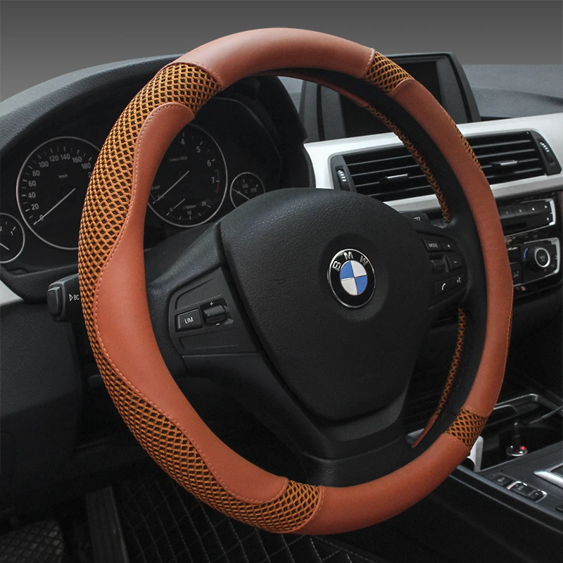 

KKYSYELVA car steering wheel cover 38cm Fashion Wheel Covers for Women Lady Leather Steering-wheel Auto Interior Accessories