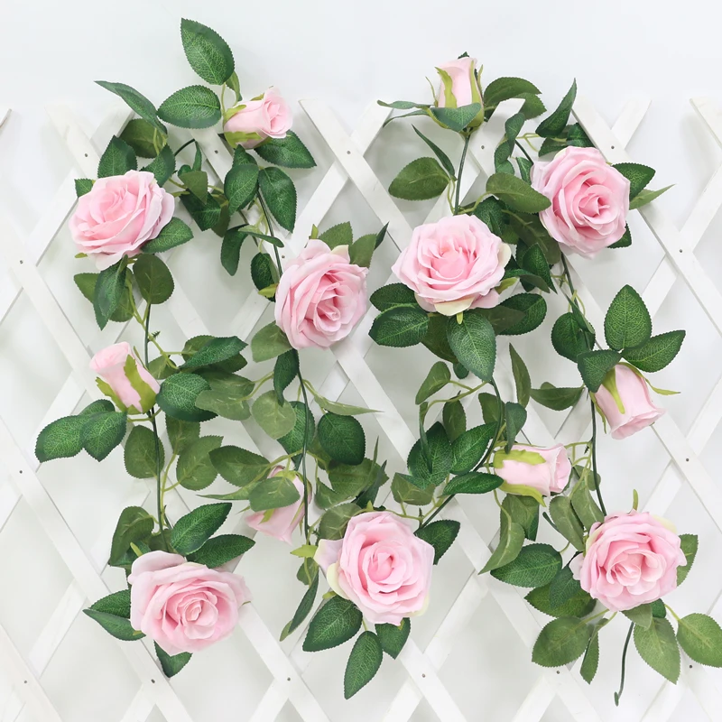JAROWN Artificial 2m Multi Flower High Quality Rose Vine Fake Flower European Rose Home Wall Hanging Rattan Wedding Decor Flores (37)