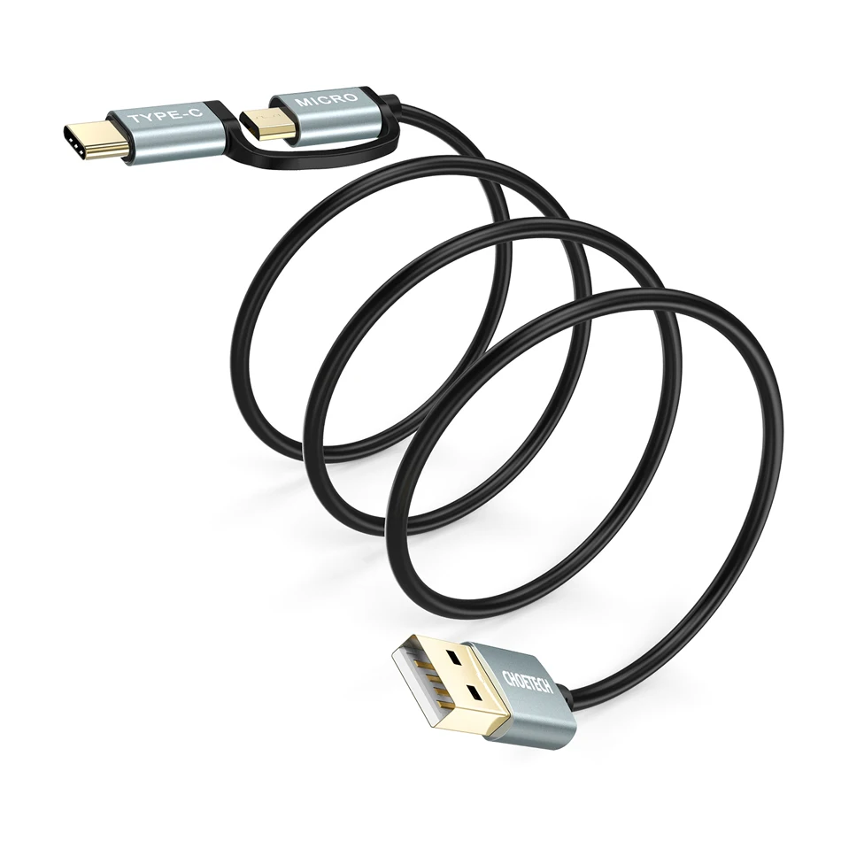 CHOETECH 2 في 1 كابل يو اس بي نوع C + المصغّر usb كابل 1.2 M الهاتف المحمول الكابلات لسامسونج S9 S8 زائد لنوكيا 2 N1 ل Meizu برو 5