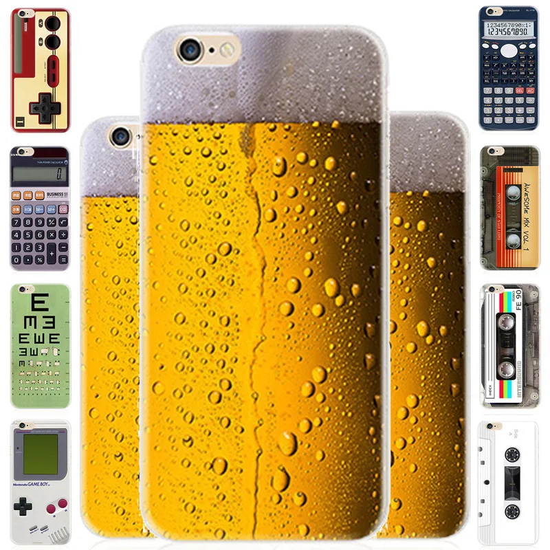i5 i6 TPU Game Camera font b Calculator b font Drink Beer Camouflage Soft Phone Shell