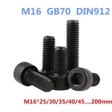 AXK M16-1PCS DIN912 12.9 Hexágono Parafusos de Cabeça de Soquete/Parafusos M16 * 25/30/35/40/45… 200mm