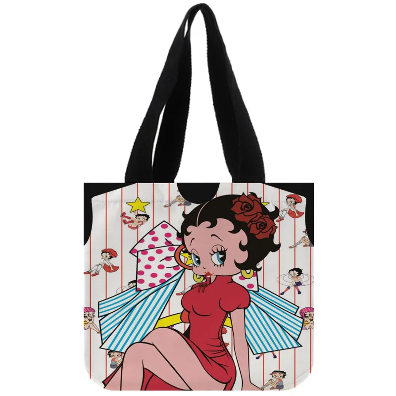 Сумка-тоут из хлопка и холста на заказ Betty Boop Shopping Складная многоразовая сумка с собственным логотипом оптом - Цвет: 9