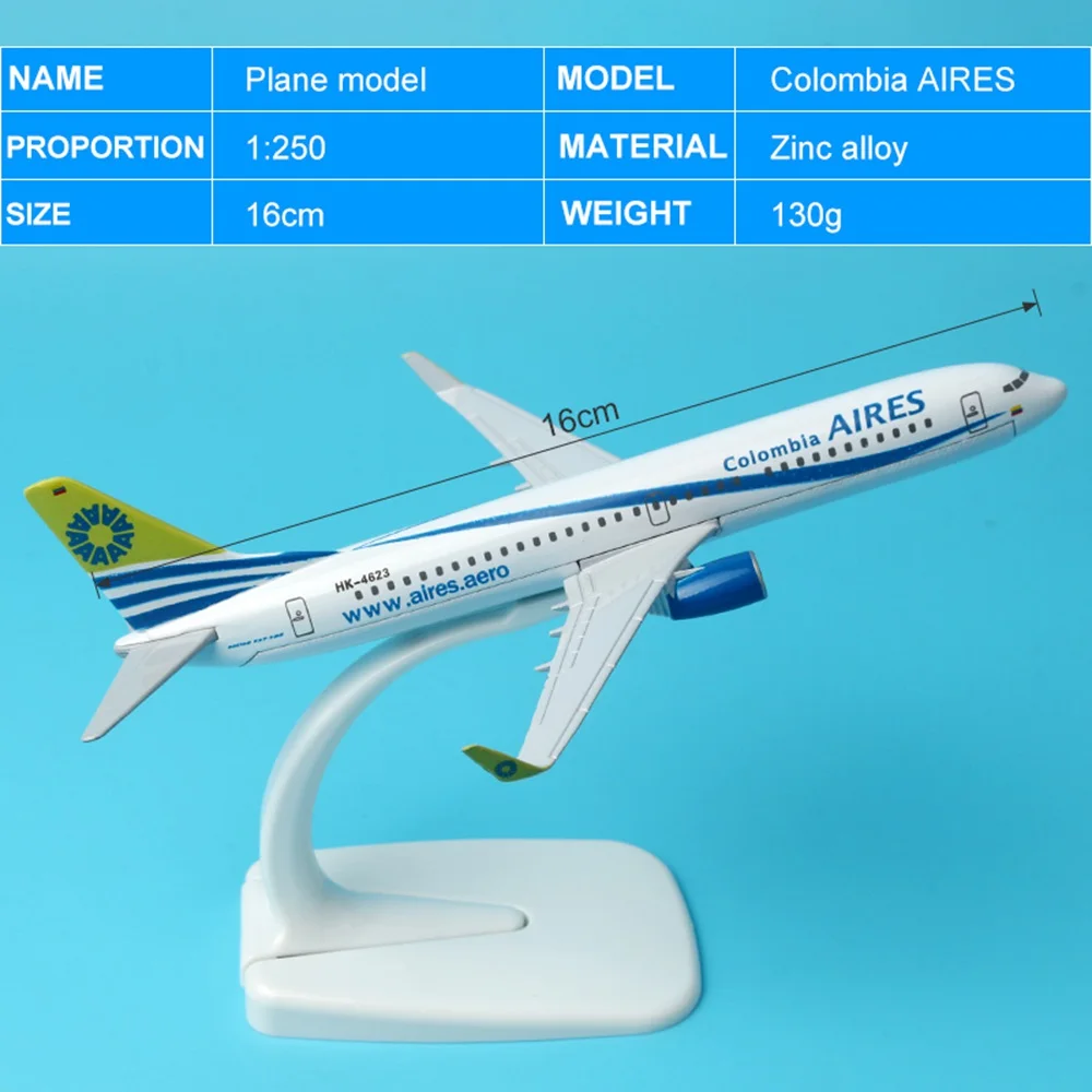 Модель самолета A380 A320 A330 B777 B757 16 см, модель самолета 1:400, модель самолета из сплава, детские игрушки, подарок для ребенка - Цвет: B737(Colombia Aires)