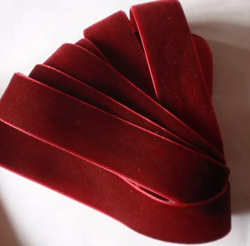 25yards 1 inches High Quality Velvet Ribbon in Dark Red Free Shipping
