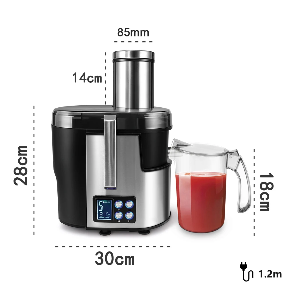 

5 Speed Stainless Steel Juicers LCD Display 220V Electric Juice Extractor Fruit Drinking Machine For Home