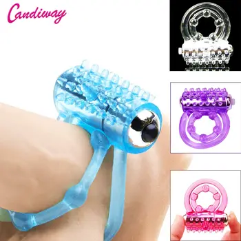 CandiWay mini Vibrators rings double cockring Delay Premature Ejaculation penis ball loop lock Sex Toys product for Men 1