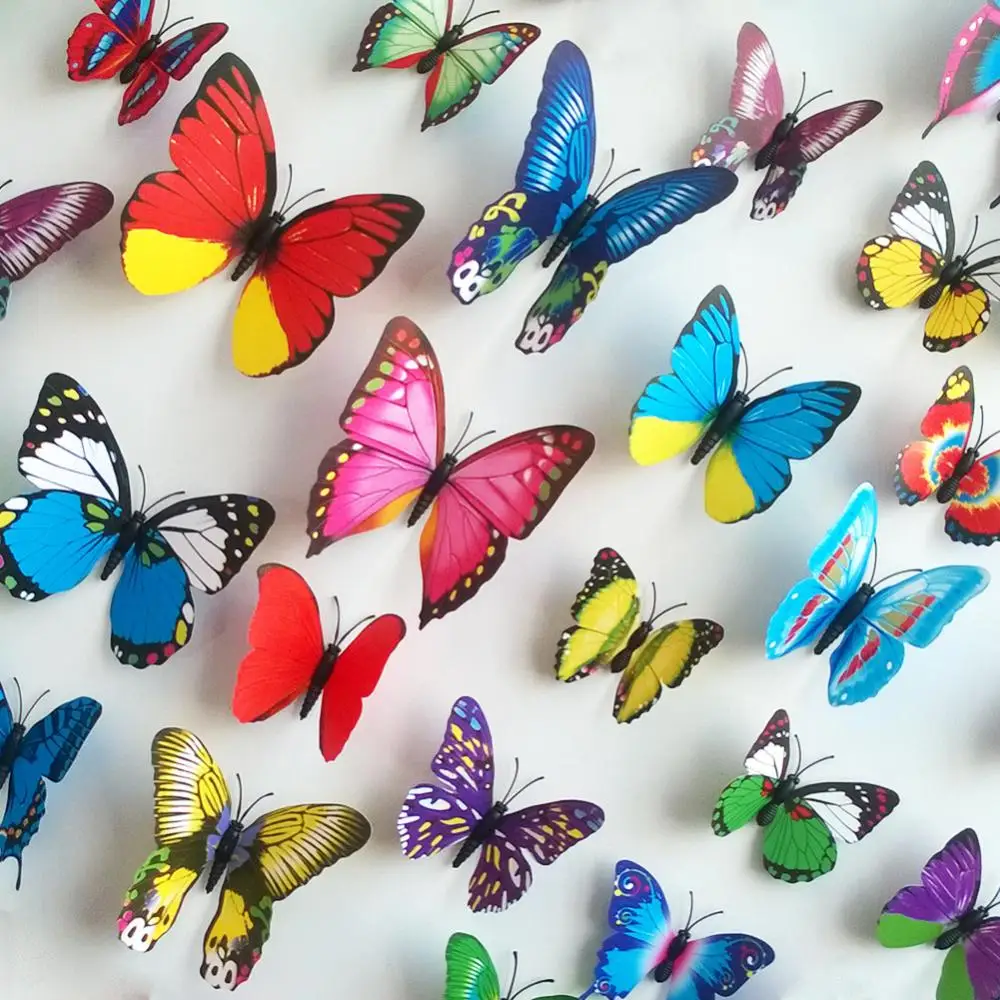 12pcs 3D Butterfly Sticker Art Design Decal Wall Home DIY Decor Stickers for Kids Room Decoration | Дом и сад