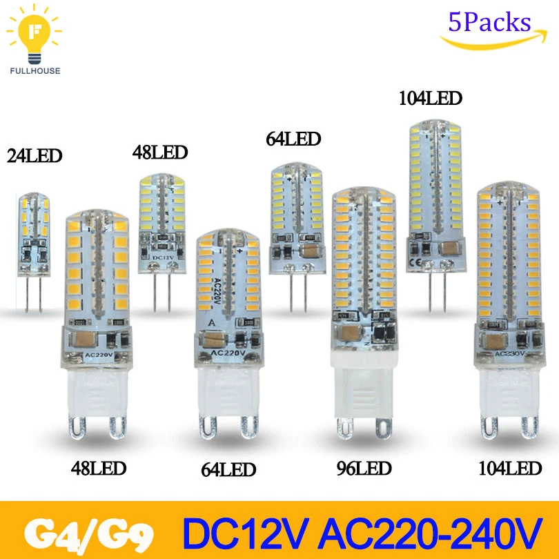 

5pcs/lot Lowest price G4 G9LED Bulb SMD 2835 3014 LED G4 G9 LED lamp 3W 7W 8W 10W 12W led Light 360 Degree Replace Halogen Lamp