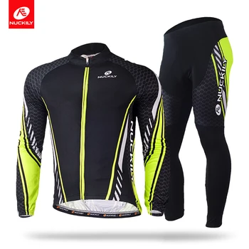 

NUCKILY Men Cycling Jersey Set outdoor Sports Long Sleeve Road Bike Clothing MC009MD009
