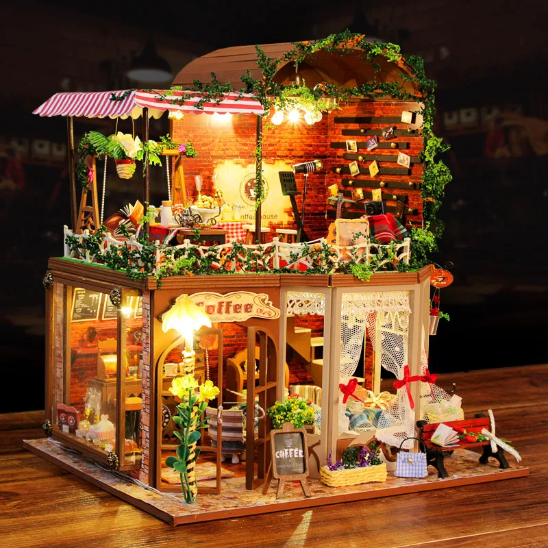

New Arrival Furniture Diy Doll House Wooden Miniatura Doll Houses Furniture Kit Diy Puzzle Assemble Dollhouse Toys For Kids Gift