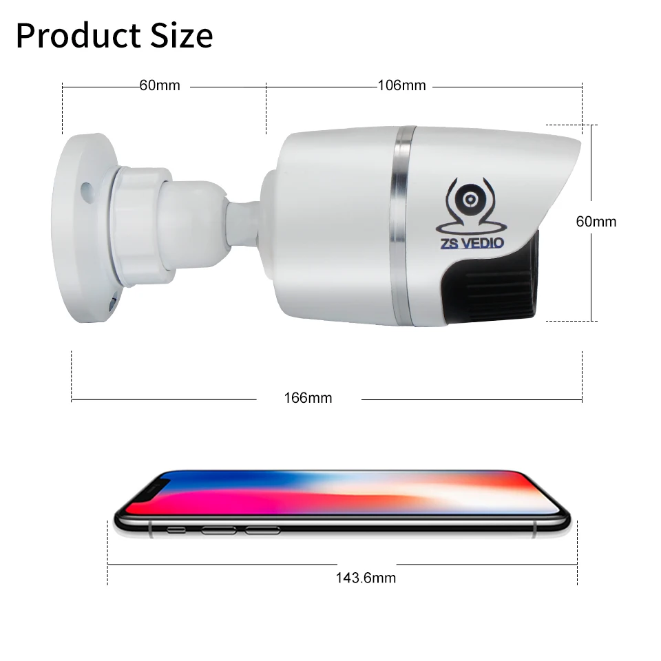 ZSVEDIO камеры наблюдения IP камера Onvif 1080 POE внешний провод 2.0MP Full HD сигнализация IR