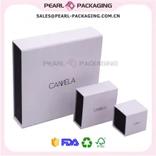 Пользовательские магнитная складная коробка с чистый белый текстурированная Бумага и чисто черной бархатной вставкой