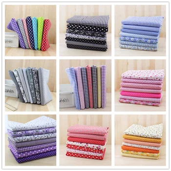 7Pcs/Lot  Cotton Fabric Thin Plain Floral Dobby Print Fabrics for Patchwork Sewing,Tissue,Baby Doll Fabric Tilda Quilt 50x50cm
