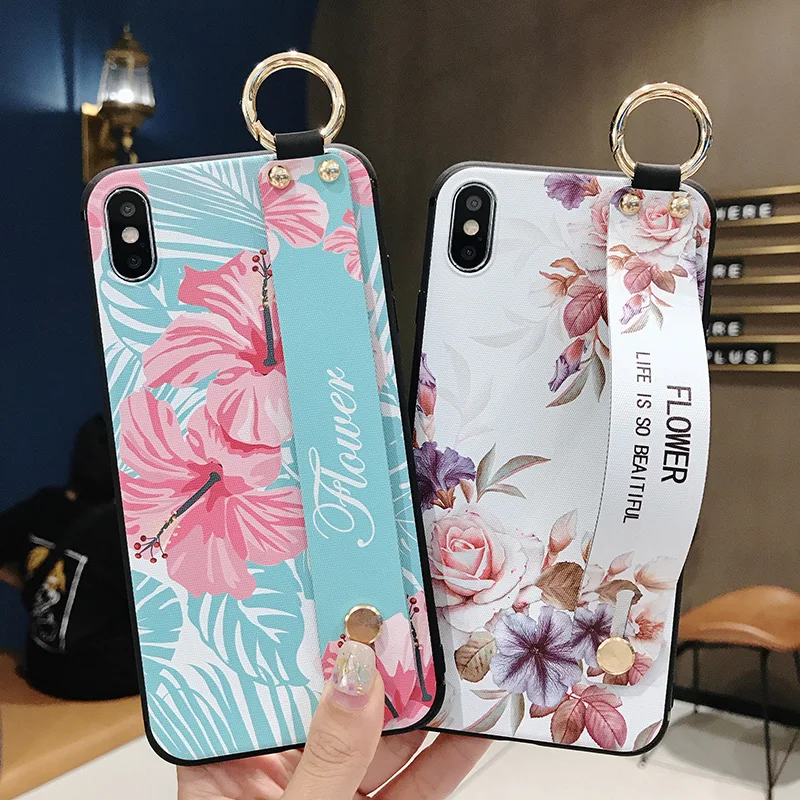 

Wrist Strap Phone Case For Samsung Galaxy A70 A60 A30 A40 A50 A10 A20 M20 Soft TPU Rose Case For Samsung A30 40 50 A70 10 20 60