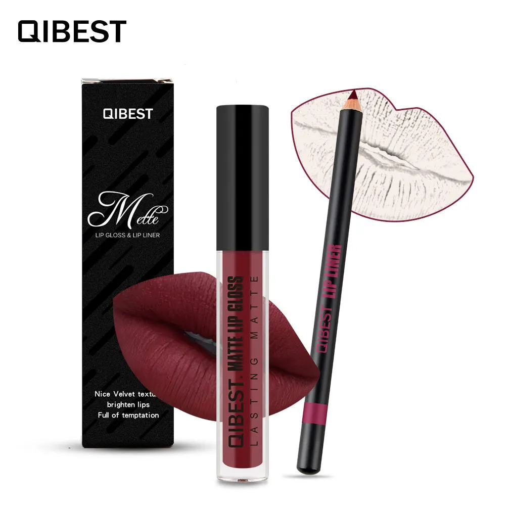 

Nude Color lipstick Sexy Liquid lipstick Matte Lip Gross Lip liner Long Lasting Waterproof Make Up Kits