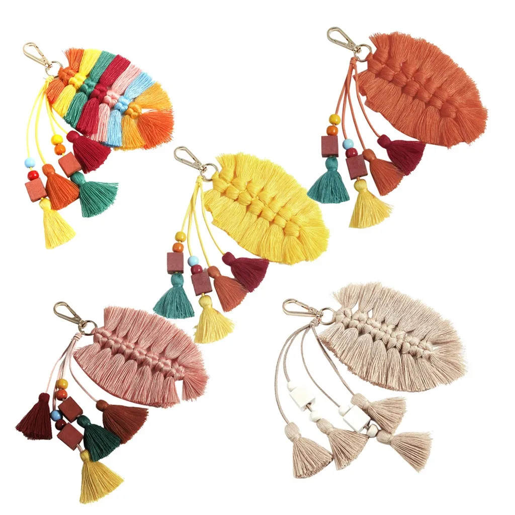 

Keychains Creative Multicolored Fringed Leaves Keychain Hanging Men And Women Jewelry Lovely Chain DROP SHIPPING Wholesale MAY19