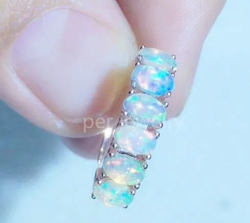 Природный Опал кольцо настоящий opal 925 серебро Handworked кольца Fine jewelry 0.2CT* 6 шт. Самоцветы#16102536
