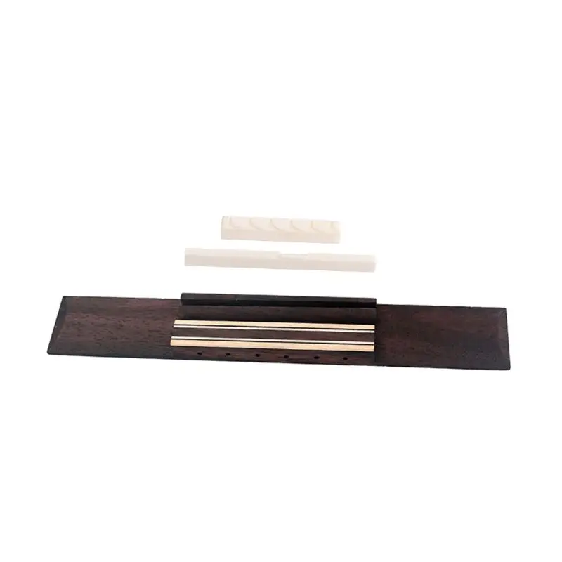 1 Set Classical Guitar Bridge Rosewood Pre-Slotted Bone Saddle Nut Replacement